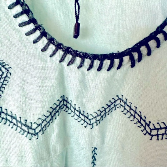 Zara Aqua Teal Embroidered Kaftan Dress with Dark Edging Size Medium - Picture 6 of 9